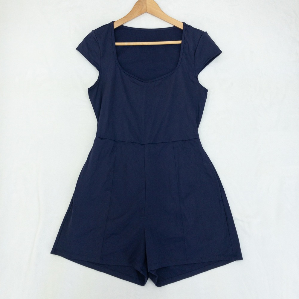 Halara Softly Zero Airy Cool Touch Yoga Jumpsuit Romper Womens Large Blue